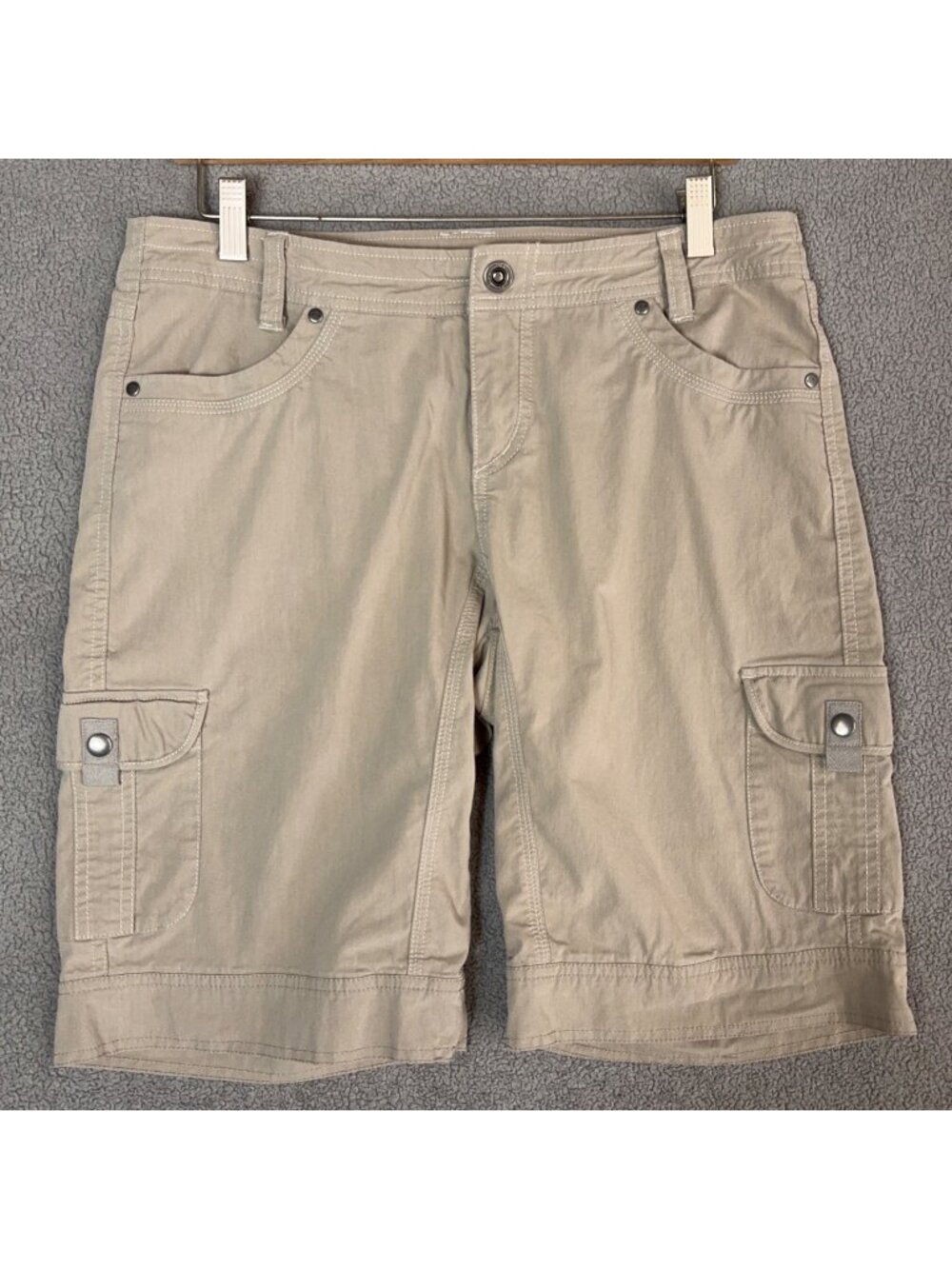 Kuhl Splash 11 Womens Cargo Hiking Shorts Size 12 Taupe Stretch Bermuda Gorpcore